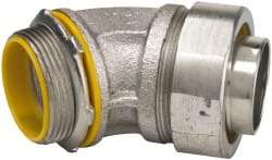 Cooper Crouse-Hinds - 1-1/2" Trade, Malleable Iron Threaded Angled Liquidtight Conduit Connector - Insulated - Makers Industrial Supply