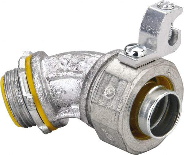 Cooper Crouse-Hinds - 3/4" Trade, Malleable Iron Threaded Angled Liquidtight Conduit Connector - Insulated - Makers Industrial Supply