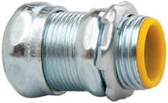 Cooper Crouse-Hinds - 1/2" Trade, Steel Compression Straight EMT Conduit Connector - Insulated - Makers Industrial Supply