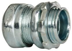 Cooper Crouse-Hinds - 1/2" Trade, Steel Compression Straight EMT Conduit Connector - Noninsulated - Makers Industrial Supply