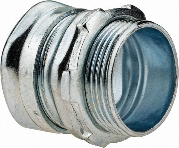 Cooper Crouse-Hinds - 1-1/4" Trade, Steel Compression Straight EMT Conduit Connector - Noninsulated - Makers Industrial Supply