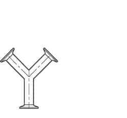 VNE - 3", Clamp Style, Sanitary Stainless Steel Pipe True Y - Tube OD Connection, Grade 304 - Makers Industrial Supply