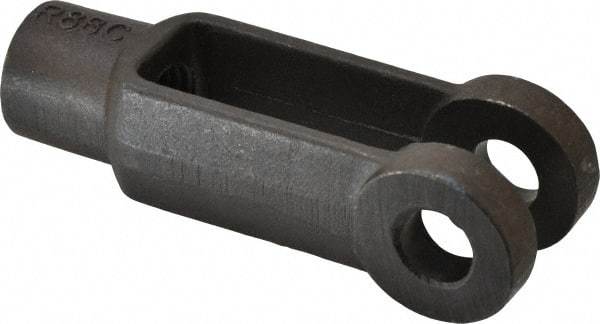 Jergens - 3/4-10 Thread, 1-1/2" Yoke Width, Carbon Steel, Tapped Yoke - 5/8" Hole Diam, 2-3/4" Hole Center to Neck, 1-3/8" Yoke Arm Height, 1-1/8" Neck Diam, 1-1/4" Neck Length, 4" OAL - Makers Industrial Supply