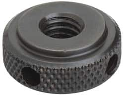 Jergens - 5/8-11" UNC Thread, Black Oxide Finish, Steel Round Knurled High Torque Check Nut - 7/16" Overall Height, 1-3/8" Head Diam, 1-1/8" Base Diam - Makers Industrial Supply