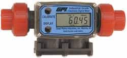 GPI - 1/2" Port Electronic Digital Flowmeter & Totalizer - 150 Max psi, 1.2 to 12 GPM, PVDF - Makers Industrial Supply