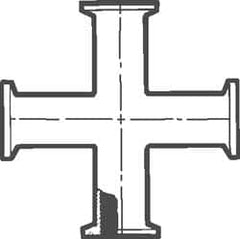 VNE - 2", Clamp Style, Sanitary Stainless Steel Pipe Cross - Tube OD Connection, Grade 304 - Makers Industrial Supply