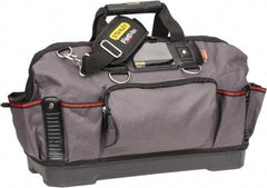 Stanley - 16 Pocket Black & Gray Polyester Tool Bag - 9-1/4" Wide x 19-1/4" Deep x 12-3/4" High - Makers Industrial Supply