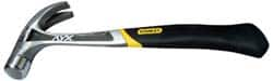 Stanley - 1 Lb Head, Curved Claw Nail Hammer - 13-1/2" OAL, Forged Steel Head, 1-3/16" Face Diam, Smooth Face, Steel Handle with Grip - Makers Industrial Supply