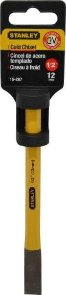 Stanley - 6" OAL x 1/2" Blade Width Cold Chisel - 1/2" Tip, 3/8" Stock, Chrome Vanadium Steel Handle - Makers Industrial Supply