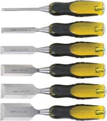 Stanley - 6 Piece Wood Chisel Set - 9" OAL, Bi-Material, Sizes Included 1/4 to 1-1/2" - Makers Industrial Supply