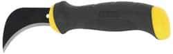 Stanley - Fixed Linoleum Knife - 3" Blade, Yellow & Black Bi-Material Rubber Grip Handle, 1 Blade Included - Makers Industrial Supply