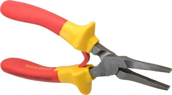 Facom - 6-19/32" OAL, 1-13/16" Jaw Length x 11/32" Jaw Width, Long Nose Insulated Pliers - Serrated Jaw, Flat Nose Head, Cushion Grip Handles - Makers Industrial Supply