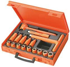 Facom - 17 Piece 1/2" Drive Socket Set - 12 Points, 8mm to 19mm Range, Metric Measurement Standard - Makers Industrial Supply