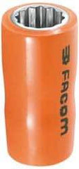 Facom - 3/8" Drive, Standard Hand Socket - 12 Points, 1-11/16" OAL, Alloy Steel - Makers Industrial Supply