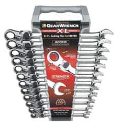 GearWrench - 12 Piece, 8 to 19mm, Combination Wrench Set - Metric System of Measurement, Chrome Finish, Comes in Tray - Makers Industrial Supply