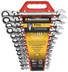 GearWrench - 13 Piece, 5/16" to 1", Combination Wrench Set - Inch Measurement Standard, Chrome Finish, Comes in Tray - Makers Industrial Supply