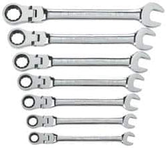 GearWrench - 7 Piece, 3/8" to 3/4", Ratcheting Combination Wrench Set - Inch Measurement Standard, Chrome Finish, Comes in Tray - Makers Industrial Supply