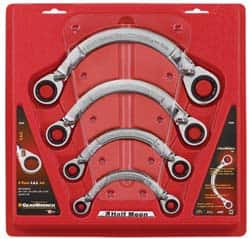 GearWrench - 4 Piece, 3/8" x 7/16" to 3/4" x 7/8", Obstruction Box End Wrench Set - Inch Measurement Standard, Chrome Finish, Comes in Display Card - Makers Industrial Supply