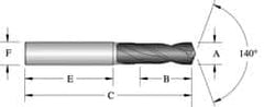 Allied Machine and Engineering - 18.00098mm 140° Spiral Flute Solid Carbide Screw Machine Drill Bit - Makers Industrial Supply