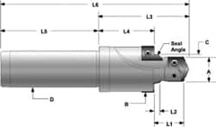 Allied Machine and Engineering - IS0 11926-1, SAE J1926-1/MS-16142 Standard, 1/2-20" Thread, 5 Tube Dash Number, 12° Porting Angle, 29/64" Pilot Diam, 5/8" Shank Diam, Indexable Spade Blade Insert Porting Tool - 2 Porting Inserts, 3.402" Overall Length - Makers Industrial Supply