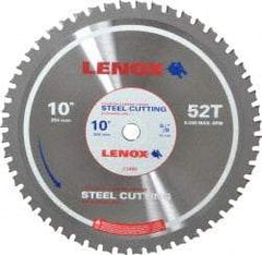 Lenox - 10" Diam, 5/8" Arbor Hole Diam, 52 Tooth Wet & Dry Cut Saw Blade - Titanium Carbide-Tipped, General Purpose Action, Standard Round Arbor - Makers Industrial Supply