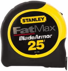 Stanley - 25' x 1-1/4" Yellow Blade Tape Measure - 1/16" Graduation, Inch Graduation Style, Yellow/Black Case - Makers Industrial Supply