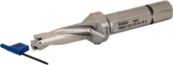 Iscar - 1.88" Max Drill Depth, 3xD, 5/8" Diam, Indexable Insert Drill - 2 Inserts, 3/4" Shank Diam, Straight Shank - Makers Industrial Supply