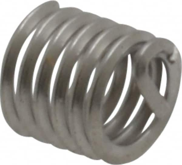 Recoil - #8-32 UNC, 0.246" OAL, Free Running Helical Insert - 6 Free Coils, Tanged, Stainless Steel, Bright Finish, 1-1/2D Insert Length - Exact Industrial Supply