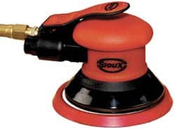 Sioux Tools - 12,000 OPM, 13 CFM Air Consumption, Palm Air Orbital Sander - Round Pad, 1/4 NPT Inlet - Makers Industrial Supply