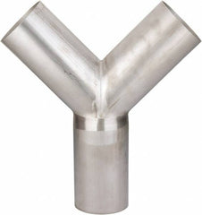 VNE - 4", Unpolished Style, Sanitary Stainless Steel Pipe True Y - Butt Weld x Butt Weld x Butt Weld Connection, Grade 304 - Makers Industrial Supply