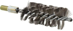 Value Collection - 2" Diam Helical Stainless Steel Tube Brush - Single Spiral, 0.012" Filament Diam, 4" Brush Length, 7" OAL, 1/2-12 Male Shank - Makers Industrial Supply