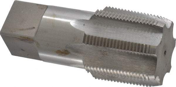 Interstate - 1-1/2 - 11-1/2 NPTF Thread, 7 Flute Standard Pipe Tap - 4-1/4" OAL, 1-3/4" Thread Length, 1-1/2" Shank Diam, Bright Finish, High Speed Steel - Exact Industrial Supply