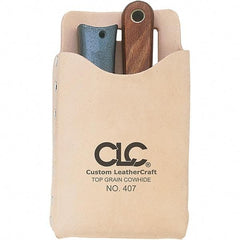 CLC - General Purpose Holster with 1 Pocket - Leather, Natural (Color), 4-1/4" Wide x 7-1/2" High x 1" Deep - Makers Industrial Supply