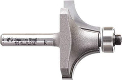 Amana Tool - 1-1/2" Cut Diam, 3/4" Length of Cut, 2 Flute Round-Over Edge Profile Router Bit - Carbide-Tipped, 1/4" Shank Diam, 2-1/4" OAL, Uncoated - Makers Industrial Supply