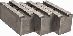 Abbott Workholding Products - 15 to 18" Chuck Capacity, 1.5mm x 60° Serrated Attachment, Square Soft Lathe Chuck Jaw - 3 Jaws, Steel, 1.6929" Btw Mount Hole Ctrs, 6-1/2" Long x 2-1/2" Wide x 3" High, 0.8661" Groove, 0.7874" & 20mm Fastener - Makers Industrial Supply