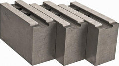 Abbott Workholding Products - 15 to 18" Chuck Capacity, 1.5mm x 60° Serrated Attachment, Square Soft Lathe Chuck Jaw - 3 Jaws, Steel, 1.6929" Btw Mount Hole Ctrs, 6-1/2" Long x 2-1/2" Wide x 4" High, 0.8661" Groove, 0.7874" & 20mm Fastener - Makers Industrial Supply