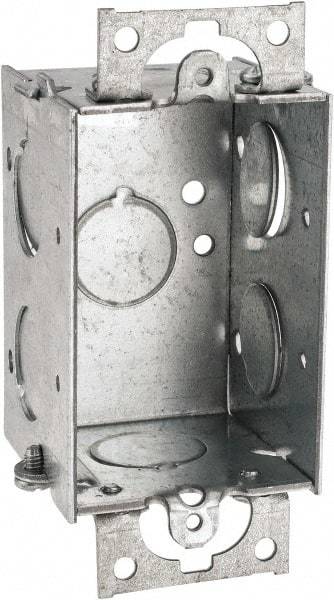 Cooper Crouse-Hinds - 1 Gang, (7) 1/2" Knockouts, Steel Rectangle Switch Box - 3" Overall Height x 2" Overall Width x 2" Overall Depth - Makers Industrial Supply