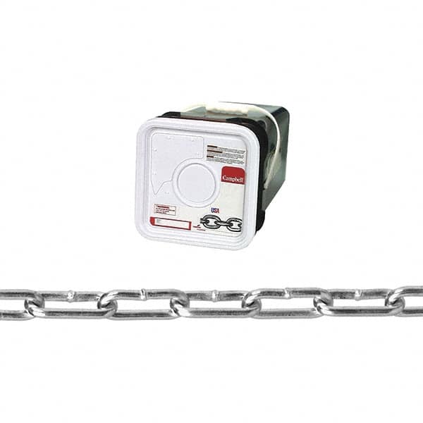 Campbell - #2/0 Welded Straight Link Coil Chain - 520 Lb Capacity, Zinc Plated Finish - Makers Industrial Supply