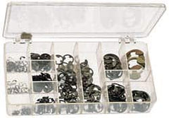 Precision Brand - 265 Piece, 1/8 to 7/8", Steel, E Style External Retaining Ring Assortment - Includes Plastic Case - Makers Industrial Supply