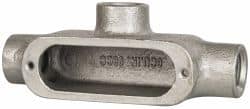 Cooper Crouse-Hinds - Form 5, T Body, 1/2" Trade, Rigid Malleable Iron Conduit Body - Oval, 5.38" OAL, 6 cc Capacity, Gray - Makers Industrial Supply