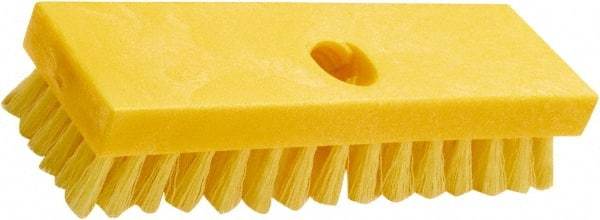 Rubbermaid - 1" Bristle Length, Polypropylene Scrub Brush - 8" OAL, Threaded Handle, Yellow, Plastic Block - Makers Industrial Supply