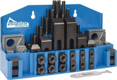 Gibraltar - 52 Piece Fixturing Step Block & Clamp Set with 1" Step Block, 5/8" T-Slot, 1/2-13 Stud Thread - 1" Nut Width, 3, 4, 5, 6, 7 & 8" Stud Lengths - Makers Industrial Supply