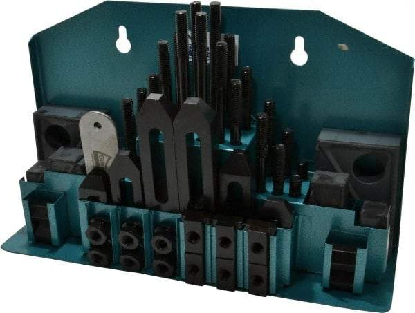 Gibraltar - 52 Piece Fixturing Step Block & Clamp Set with 1" Step Block, 9/16" T-Slot, 3/8-16 Stud Thread - 7/8" Nut Width, 3, 4, 5, 6, 7 & 8" Stud Lengths - Makers Industrial Supply