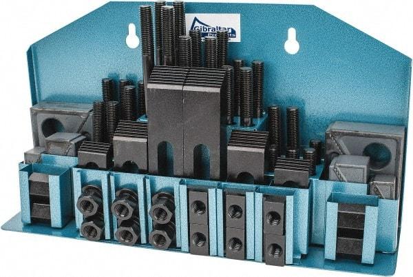 Gibraltar - 52 Piece Fixturing Step Block & Clamp Set with 25mm Step Block, 16mm T-Slot, M12x1.75 Stud Thread - 25mm Nut Width, 80, 110, 125, 150, 175 & 200mm Stud Lengths - Makers Industrial Supply