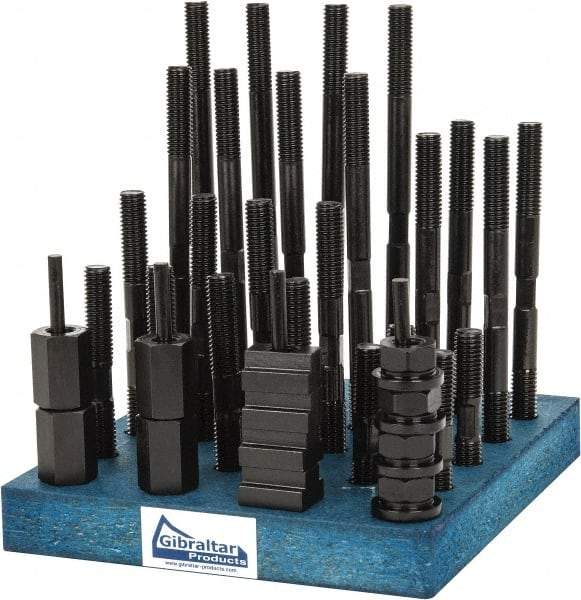 Gibraltar - 38 Piece, 1/2-13 Stud, 9/16" T Slot, T Nut & Stud Kit - 7/8" T-Slot Nut Width, 3, 4, 5, 6, 7, 8" Stud Lengths - Makers Industrial Supply