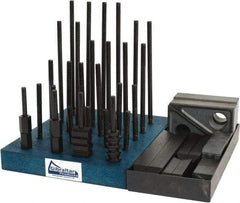 Gibraltar - 50 Piece Fixturing Step Block & Clamp Set with 1" Step Block, 7/16" T-Slot, 3/8-16 Stud Thread - 11/16" Nut Width, 3, 4, 5, 6, 7 & 8" Stud Lengths - Makers Industrial Supply