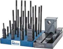 Gibraltar - 50 Piece Fixturing Step Block & Clamp Set with 1" Step Block, 1/2" T-Slot, 3/8-16 Stud Thread - 7/8" Nut Width, 3, 4, 5, 6, 7 & 8" Stud Lengths - Makers Industrial Supply