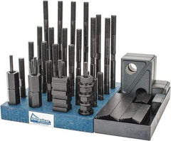 Gibraltar - 50 Piece Fixturing Step Block & Clamp Set with 1" Step Block, 5/8" T-Slot, 1/2-13 Stud Thread - 1" Nut Width, 3, 4, 5, 6, 7 & 8" Stud Lengths - Makers Industrial Supply