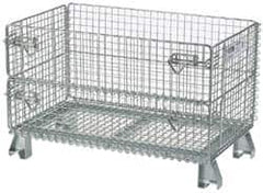 Nashville Wire - 32" Long x 20" Wide x 16" High Steel Basket-Style Bulk Folding Wire Mesh Container - 1,000 Lb. Load Capacity - Makers Industrial Supply