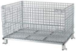 Nashville Wire - 48" Long x 40" Wide x 30" High Steel Basket-Style Bulk Folding Wire Stackable Container - 4,000 Lb. Load Capacity - Makers Industrial Supply